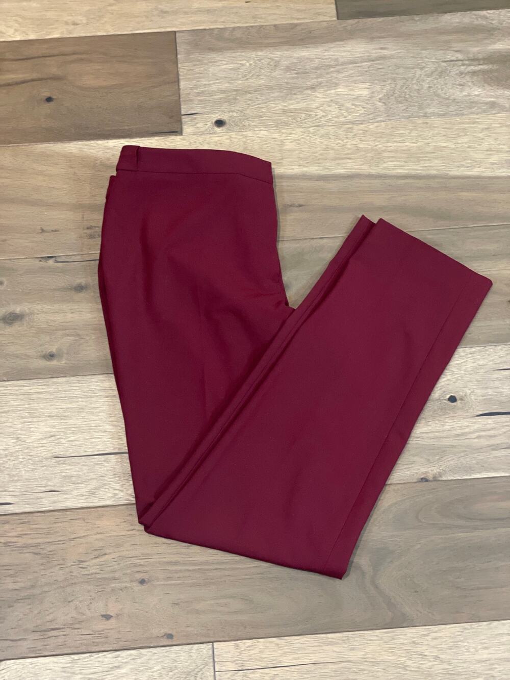Calvin Klein Highline Burgundy Slim Fit Straight Leg Pants Adjustable Waist Sz 8